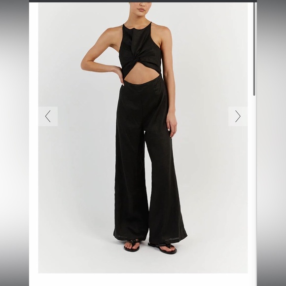 NWT DISSH Leo Black Linen Knotted Jumpsuit - Picture 2 of 8